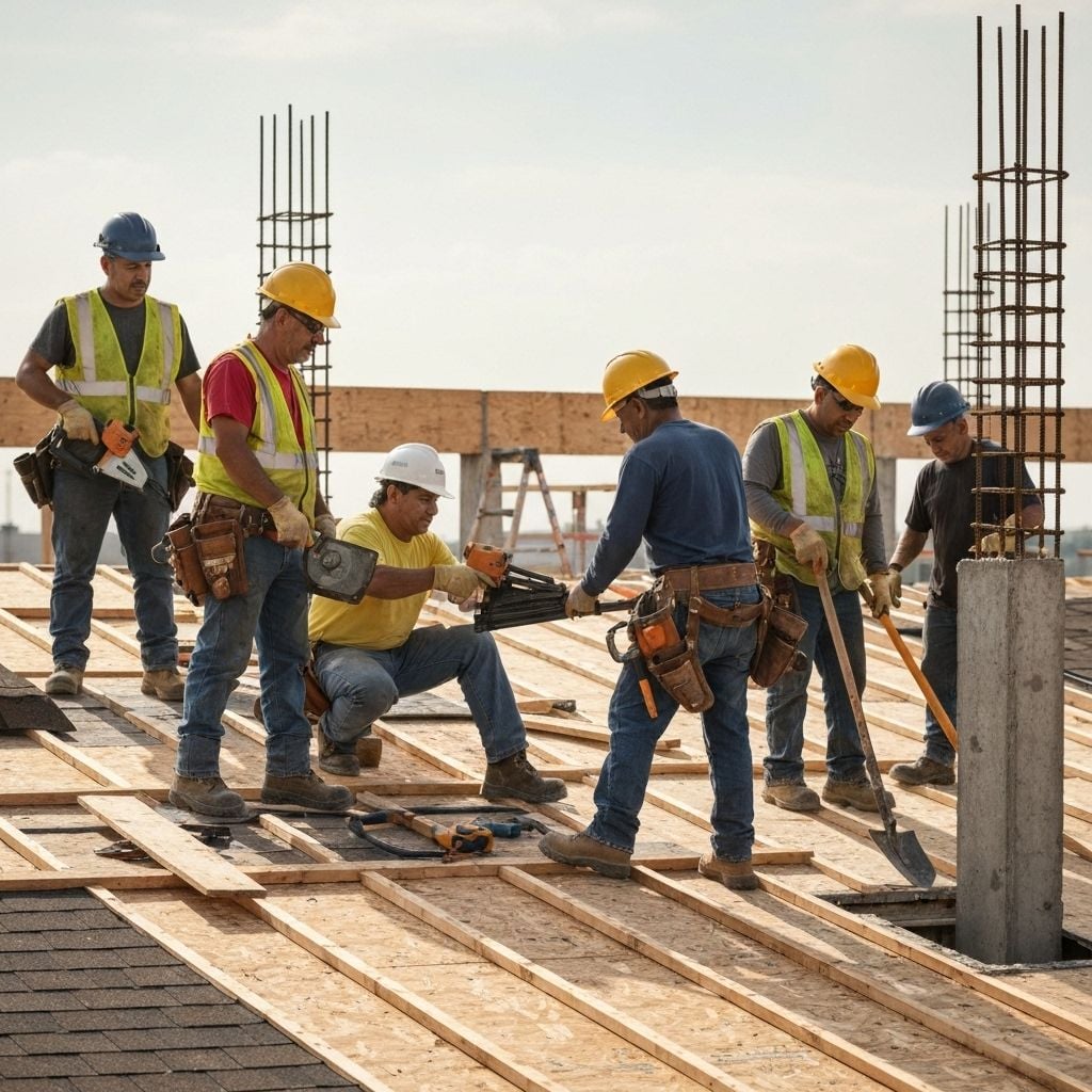 Gradbeni delavci na strehi - Brodi Team